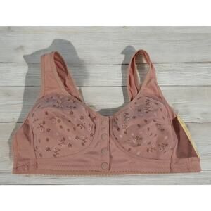 Bra 38B/40B NWT (Tag 46/105) Peach Sand Floral Easy Front-Closure Snaps Wireless